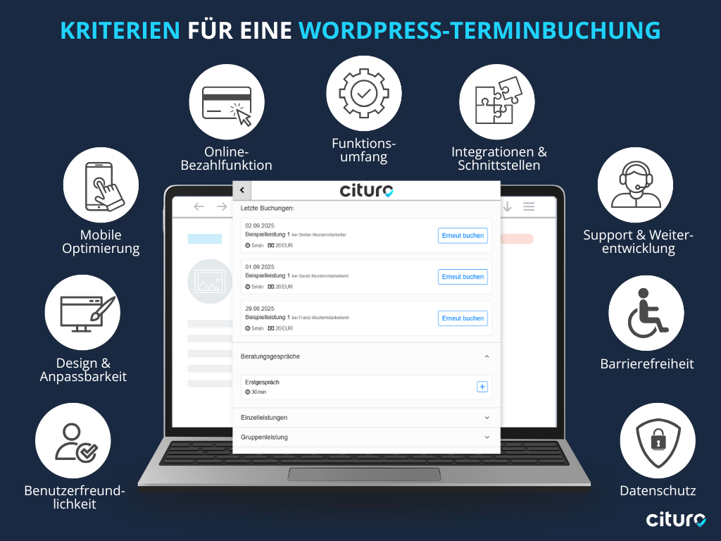 Infografik Kriterien für eine WordPress-Terminbuchung
