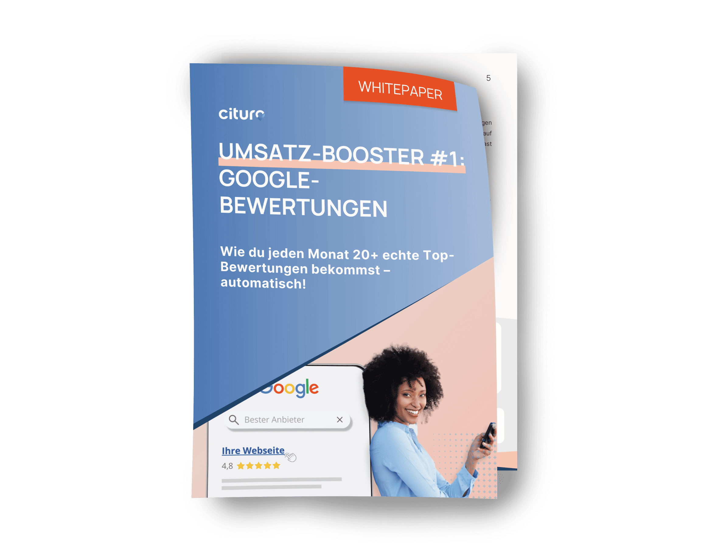 Lächelnde Frau am Handy und Wartelistenfunktion von cituro