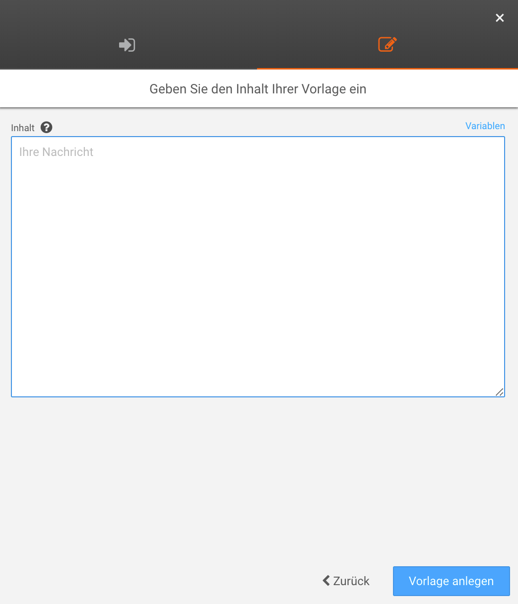 SMS Textvorlage erstellen