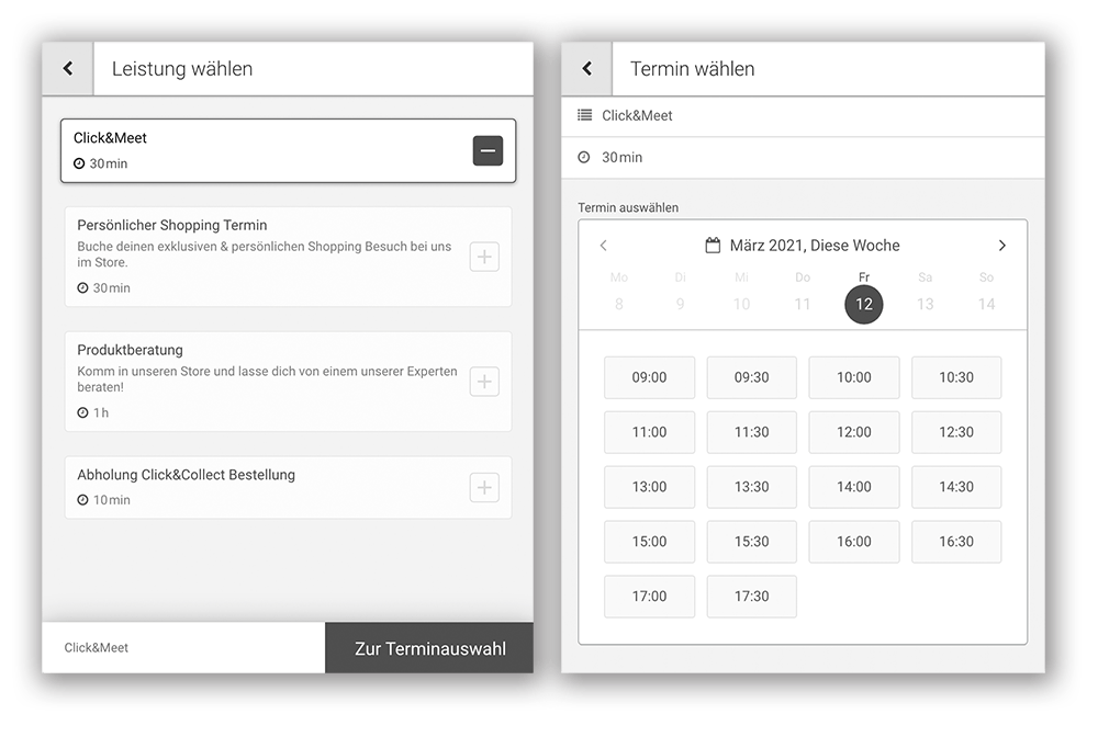 Click&Meet Onlinebuchung Click&Meet Onlinebuchung