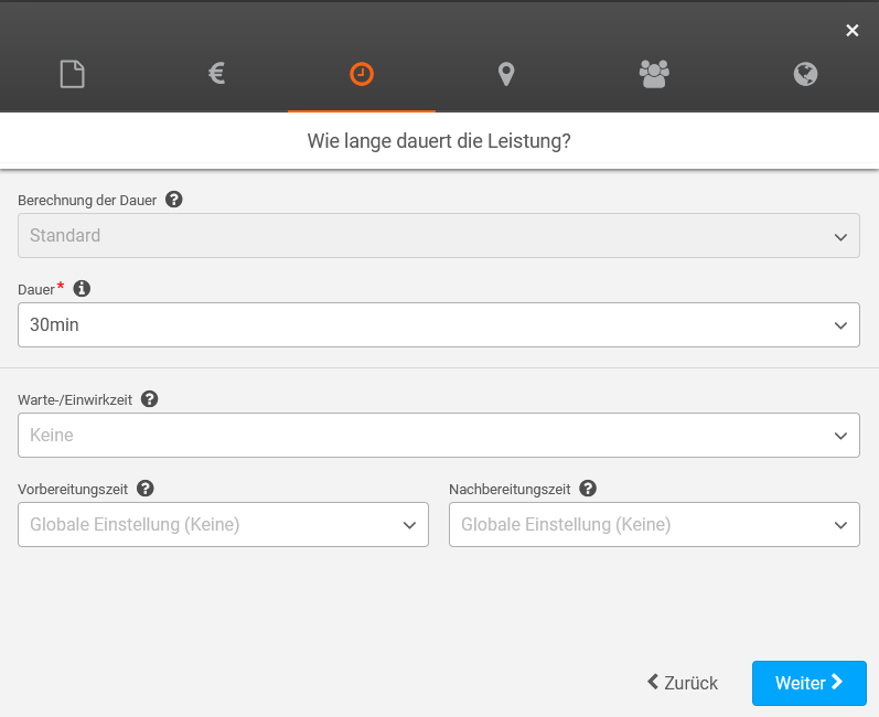 Einzelleistung_click&meet_dauer Click&Meet Dauer festlegen