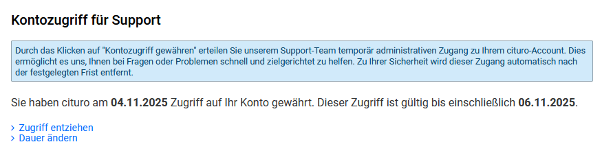 Kontozugriff gewährt