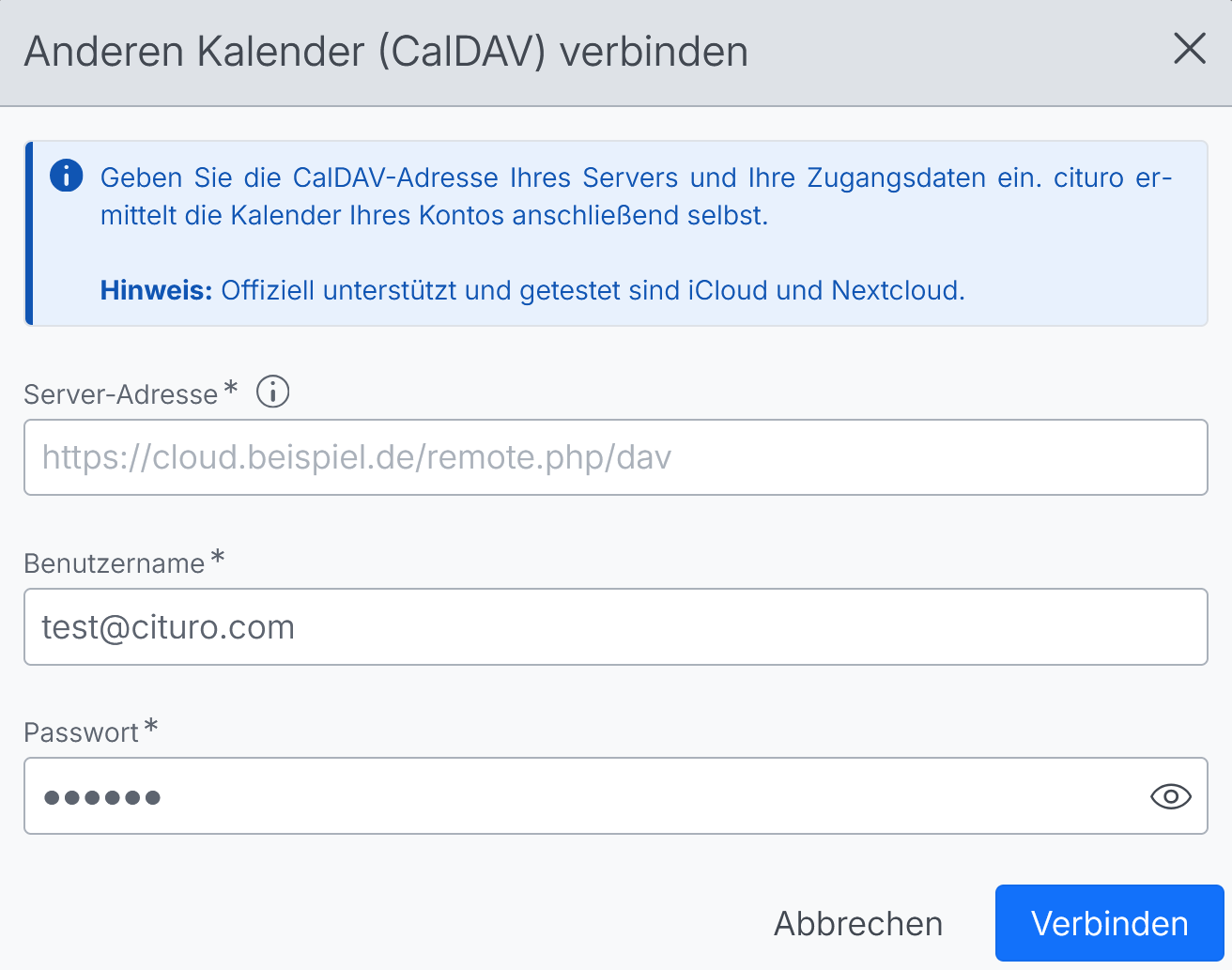 caldav-serververbindung CalDav Serververbindung